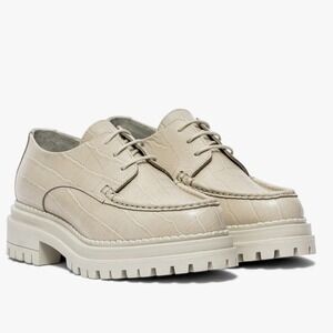 BOCAGE Platform Oxfords Crocodile Embossed Lug Sole Lace Up Shoes US 7 US 37